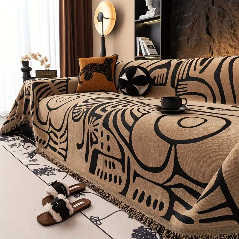 Capa de Sofá Tribal Contemporânea – Estilo e Proteção em Harmonia