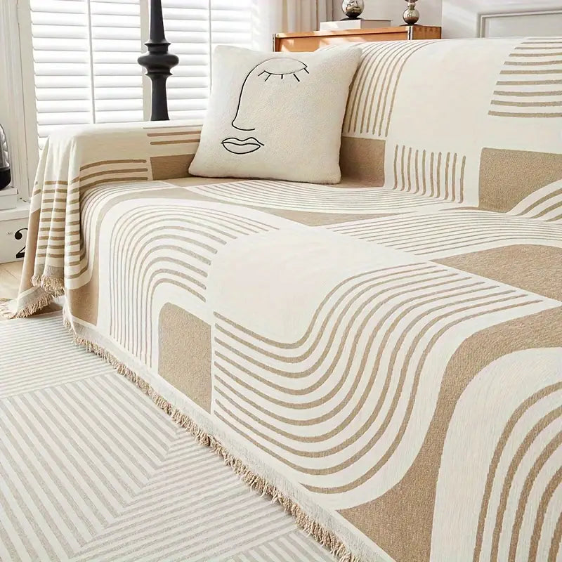 Capa de Sofá Estilo Boho Chic - Antiderrapante para Sofás e Poltronas