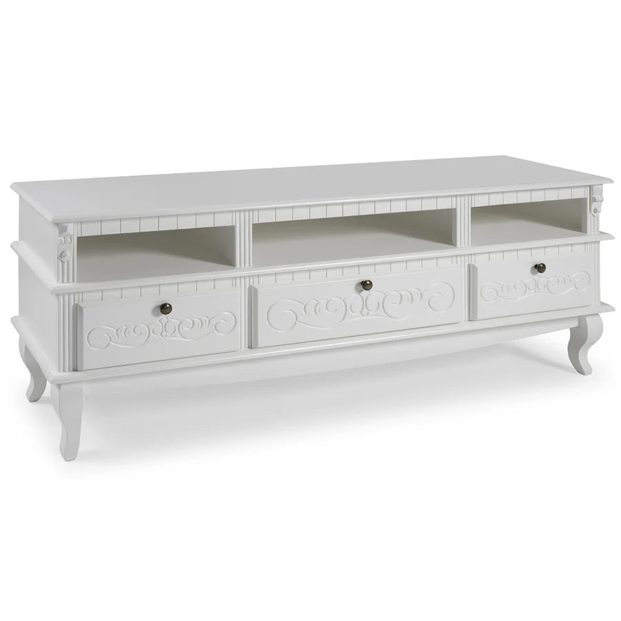 Rack Rústico de 1,73cm Marrocos pés em madeira Maciça de Taeda estrutura em MDF Cinamomo cor Laca Branco 5124-LB 1002.009.0024.0999