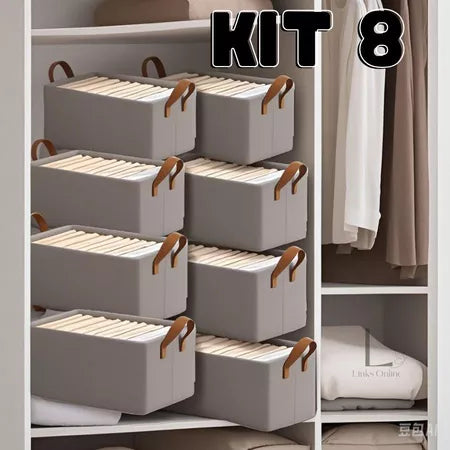 Kit 8 Caixas Organizadoras de Alta Resistência – Para Guarda-Roupas e Organização Multiuso