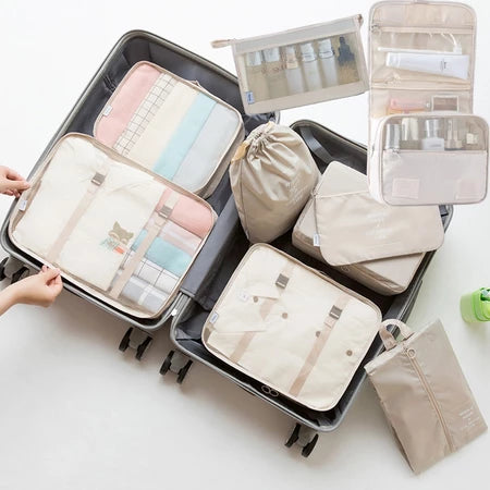 Kit 9 Bolsas Organizadoras para Mala – Roupas, Sapatos e Acessórios de Viagem