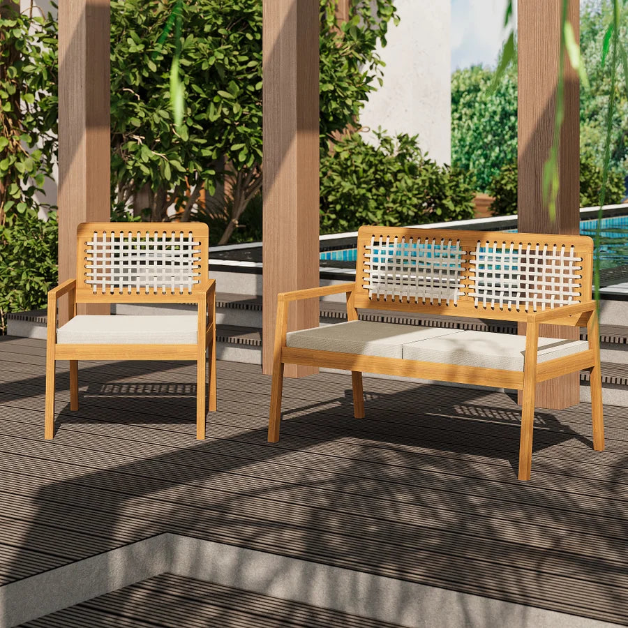 Sofá de 2 Lugares Jasmim cor Bege + Poltrona de Jardim Jasmim cor Bege