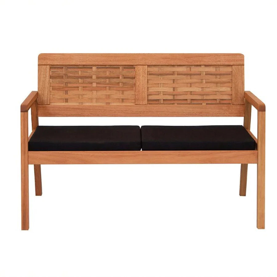 Sofa 2 Lugares em Madeira de Eucalipto + Poltrona Natura Trançado em Madeira com Assento Estofado