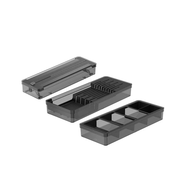 Kit organizador de gavetas de 3 peças Linha Clear