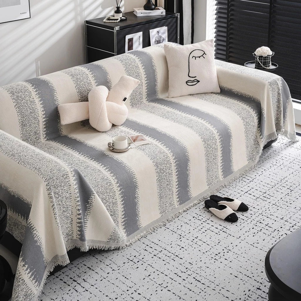 Capa de Sofá Antiderrapante Boho em Chenille – Manta Decorativa Universal em L para 2 e 3 Lugares